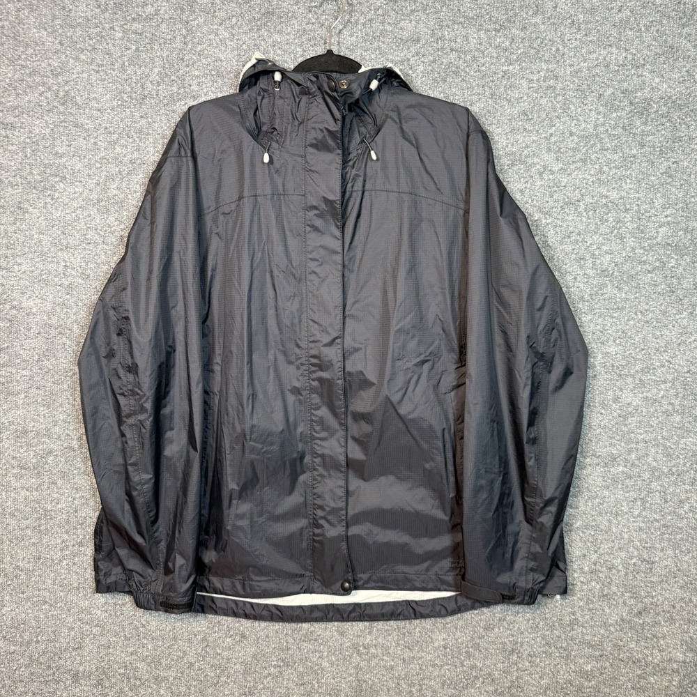 L.L Bean Jacket Womens 2XL XXL Black Full Zip Up Hooded Windbreaker Plus Size‎